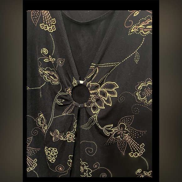 Studio 1940 Black Ribbed Knit Blouse with Gold Accents - Picture 5 of 8